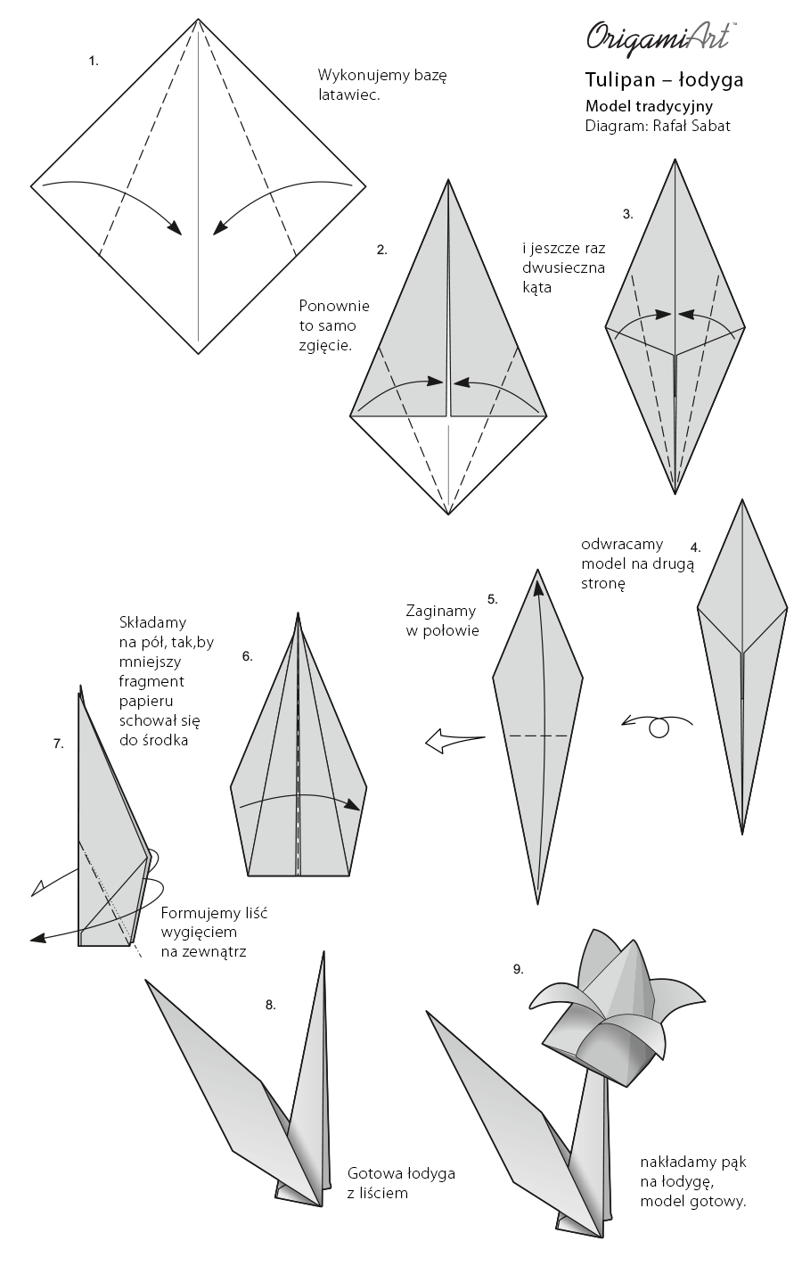 origami tulipan diagram