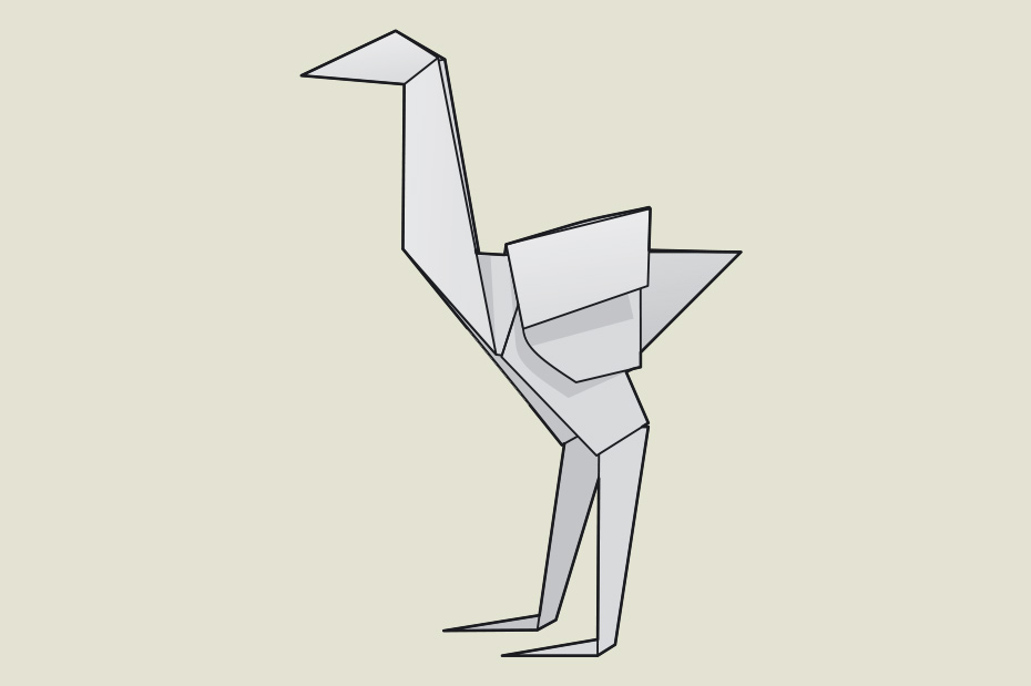 struś origami diagram