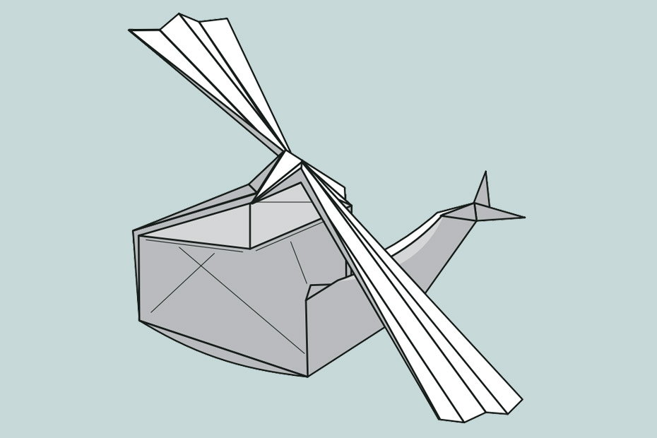 Helikopter origami diagram